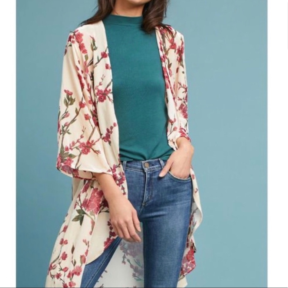 Anthropologie Floreat velvet Floral Kimono